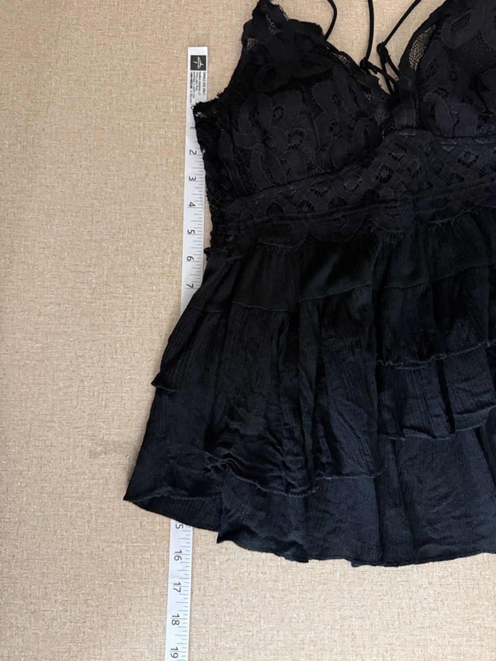 Zenana Outfitters Black Lace Tiered Spaghetti Strap Tank Top - Picture 6 of 7